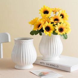 Vases Nordic White Ceramic Vase Modern Decoration Round Home Decor Fairy Garden Dried Flowers Pot Living Room Interior Design