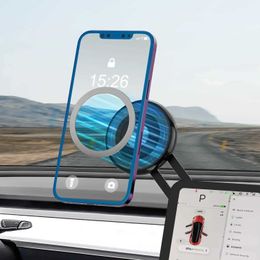 Car Holder Wireless Charging Magnetic Car Phone Holder for Tesla Model Y 3 Hidden 360 Degree Rotation Car Phone Holder Support iPhone T240509