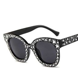 Sunglasses Women Shinny Crystal Sunglasses Square Cat Eye Frame Sun Glasses Female Fashion Gradient Lens Eyewear 2024 Y240513