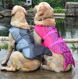 Dog Apparel Life Jacket Adjustable Vests Pet Preserver W/ Rescue Handle For Small Medium Large Dogs Safety Lifesaver High