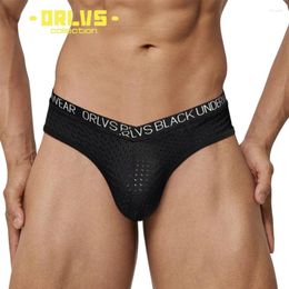 Underpants ORLVS Fashion Men Briefs Underwear Panties Summer Soft Breathable Nylon Mesh Sexy Male Brief