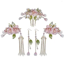 Hair Clips Jewelry Headwear Set Side Comb Clip Earring For Cosplay Party Chinese Cloth Cheongsam