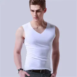 Men's Tank Tops Casual Stretch Top Seamless Ice Silk Slim Tight Undershirt Fashion Elastic Solid