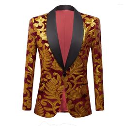 Men's Suits Mens Laser Sequin Fashion Shawl Lapel Royal Black Velvet Floral Shiny Sequins Blazers Wedding Groom Prom Singers Suit Jacket