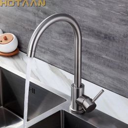 Kitchen Faucets Brush Nickel SUS 304# Stainless Steel Mixer Single Handle Hole Faucet Sink Tap 6039
