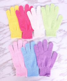 Shower Bath Gloves Candy Colour Exfoliating Wash Skin Spa Massage Scrub Body Scrubber Glove Highly Textured Surface Soft bathing gl3280424