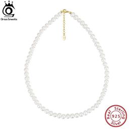 Chokers ORSA JEWELS handpicked 925 sterling silver necklace with 6-7mm handmade cultural freshwater pearl necklace suitable for womens GPN25 d240514