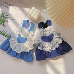 Dog Apparel Pet Skirt Strap Pulling Clothes Cat Lace Dress Love Denim Classic Small Medium Size Summer Spring Princess