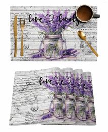 Table Mats 4/6 Pcs Spring Flowers Lavender Vintage Placemat Kitchen Home Decoration Dining Coffee Mat