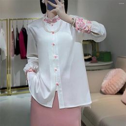 Ethnic Clothing High-end Spring Summer Acetate Shirt Top Embroidery Loose Soft Comfortable Blouse S-XXL