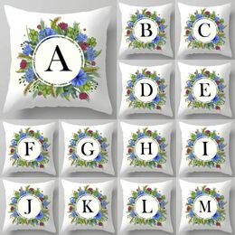 Pillow Modern Simple Floral Print English Alphabet S Case Ultra Soft Plush Flowers Painting Letters Pillows Decorative Sofa Bed