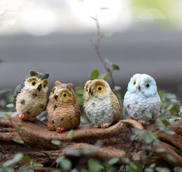 4pcs Miniature Owl DIY Craft Woodland Flower Planter Potted Garden Home Decoration fairy World Decoration5390959