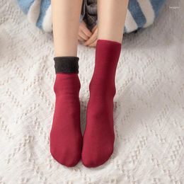 Women Socks Warm Winter Boots Thermal Wool Sock Thicken Velvet Fleece Lined Home Floor Stocking