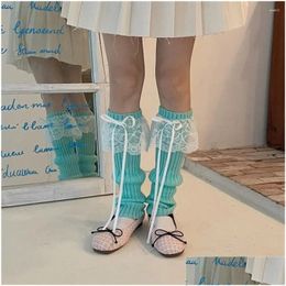 Socks Hosiery Women Autumn Japanese Female Bow Heap For Lolita Leg Warm Foot Er Knee Warmers Drop Delivery Apparel Underwear Womens Dhfbl