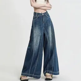 Women's Jeans Wide Leg Pants High Waist Covering Span Appear Thin Cowboy Trousers Y2k Streetwear Fashion Versatile Spring Summer