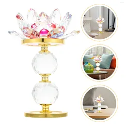 Candle Holders 1PC Crystal Glass Lotus Candleholder Ornament Chic Buddhist Craft Candlestick