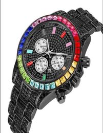 PINTIME Luxury Colourful Crystal Diamond Quartz Battery Date Mens Watch Decorative Three Subdials Shining Watches Factory Direct W5233708