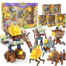 Plants vs. Zombie Shaped Dressing Robot Assembly Boy Anime Education Toy Set Showcasing Childrens Birthday Party Gifts 240513