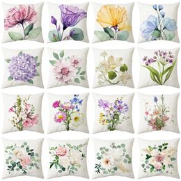 Pillow 2024 Plant Floral Pillowcase Home Decoration Printed Children's Room Throw Sofa Family Car 45x45cm