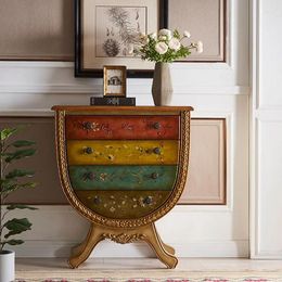Decorative Plates American-Style Console European-Style Painted Chest Of Drawers Living Room Solid Wood