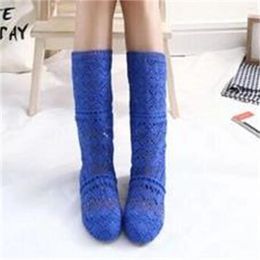 Boots High Tube Women's Shoes Summer Knee-lenth 2024 Hollow Breathable Fashion Mesh Knit Line To Help