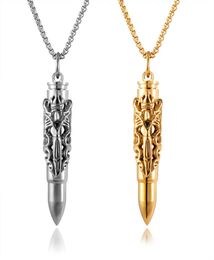 2020 z1621 new creative accessories titanium steel double dragon sword bullet head pendant casting men039s necklace can be unsc7420576