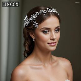 Hair Clips HNCCX Handmade Bridal Bands Silver Colour Girls Accesorries Rhinestone Headwear Shiny Headdress For Evening Party CP259