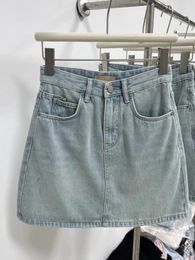 Skirts Women's Light Blue A-line Denim Skirt Aesthetic Vintage Y2k Oversize Mini Jean Harajuku Korean 2000s Clothes Summer