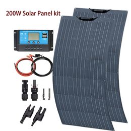 12V 100W Flexible Solar Panel 198V 100 W 200 Watt Panels kit complete Controller for RV Boat Car Home Battery Charger 240430