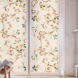 Window Stickers Non-Glue Glass Sticker Stained Gold Peony Decorative Paper Toilet Bathroom Decal 30-70cm 300cm
