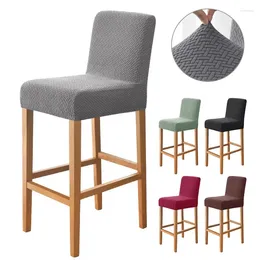 Chair Covers 2024 Jacquard Short Back Cover Bar Stool For Dining Room Cafe Home Washable Stretch Small Size Seat Slipcovers