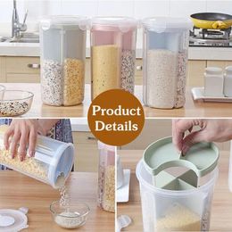 Storage Bottles 4 Grids Jars Kitchen Fridge Organiser Grain Container With Lid Nuts Dry Food Dispenser Plastic Multigrain Bottle