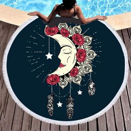 Towel 3d Bohemian Tai Chi Animal Digital Print Round Ribbon Beach Swimming Yoga Picnic Mat Bikini Covered Napkin