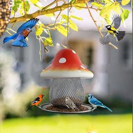 Other Bird Supplies Solar Mushroom Feeder Fairy Garden Wild Seed Tray Unique Easy Filling