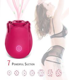 Rose Flower Clitoris Stimulation Vibrators with 7 Intense Suction Masturbator Clitoral Brush Breast Nipple Massage Vibrating Sex T3134664