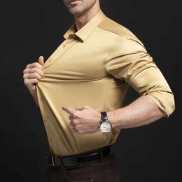 Men's Dress Shirts Mens solid Colour French long slved shirt mens business casual machine washed and easy to care white shirt Y240514