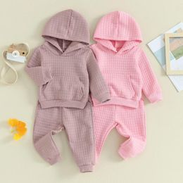 Clothing Sets Pudcoco Toddler Kids Baby Girl 2Pcs Fall Outfits Long Sleeve Solid Colour Quilted Hoodie Pants Set Kid Clothes 6M-5T