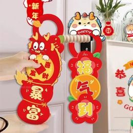 Decorative Figurines Door Handle Pendant 2024 Dragon Decoration Chinese Year Fu Character Hanging Scene Layout Supplies