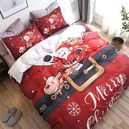 Bedding Sets 2024 Home Textile Children Bedclothes Christmas Santa Claus Snowman Quilt Cover Pillowcase Set Twin Bed Duvet