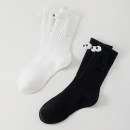 Women Socks Hands-holding Magnetic Suction Funny Big Eyes Couple Unique Mid-tube Cute For Couples Gifts