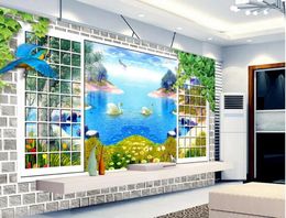 Wallpapers 3d Mural Paintings Stereoscopic Wallpaper Scenery Outside The Window Fashion TV Backdrop