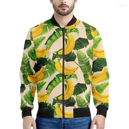 Men's Jackets Hawaiian Flower Zipper Jacket Men 3d Printed Tropic Plants Pattern Bomber Sweatshirts Tops Long Sleeves Oversized Coats Top