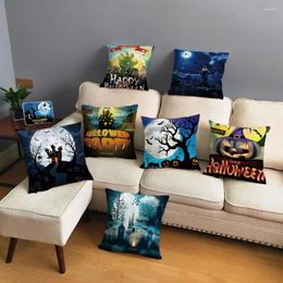 Pillow Happy Halloween Horror Pumpkin Soft Short Plush Cover For Sofa Home Decor Throw Pillowcase Print Case 45 45cm