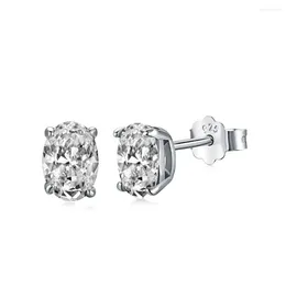 Stud Earrings S925 Silver Ear Studs Fashion Set With Elliptical High Carbon Diamond Dignified And Atmospheric Quality Jewelry