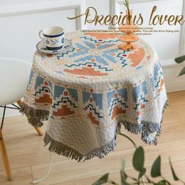 Table Cloth Geometric Cotton Linen Coffee Bedside Desk Square Round Tablecloth