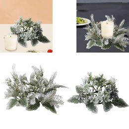 Candle Holders Rings Wreath Door Hanging Plant Ornament Creative Handmade Candlestick Holder For Cabinet Decoration Summer Wedding