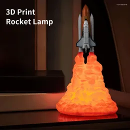 Table Lamps USB Rechargeable Space Shuttle Rocket Lamp 3D Print Night Ambient Light Room Bedside Desktop Decor Children Gift