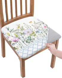 Chair Covers Blue Morocco Spring Flower Wildflower White Elastic Seat Cover For Slipcovers Home Protector Stretch