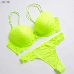 Bras Sets 2-piece/set push up bra set large-sized womens sexy lace flower embroidery lace womens underwear set bra and underwear XW