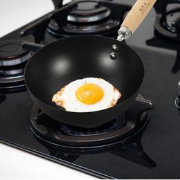 Pans Flat Bottom Wok Frying Pan Kitchen Gas Stove Small Iron Pot For Stoves Supply Wrought Household Home
